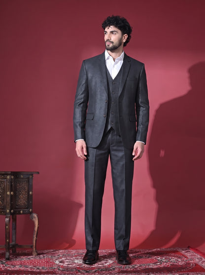 Club AK Men's Premium Charcoal Grey Wedding Suit for Men with Waistcoat and Formal Pants | Party Wear Blazer Set