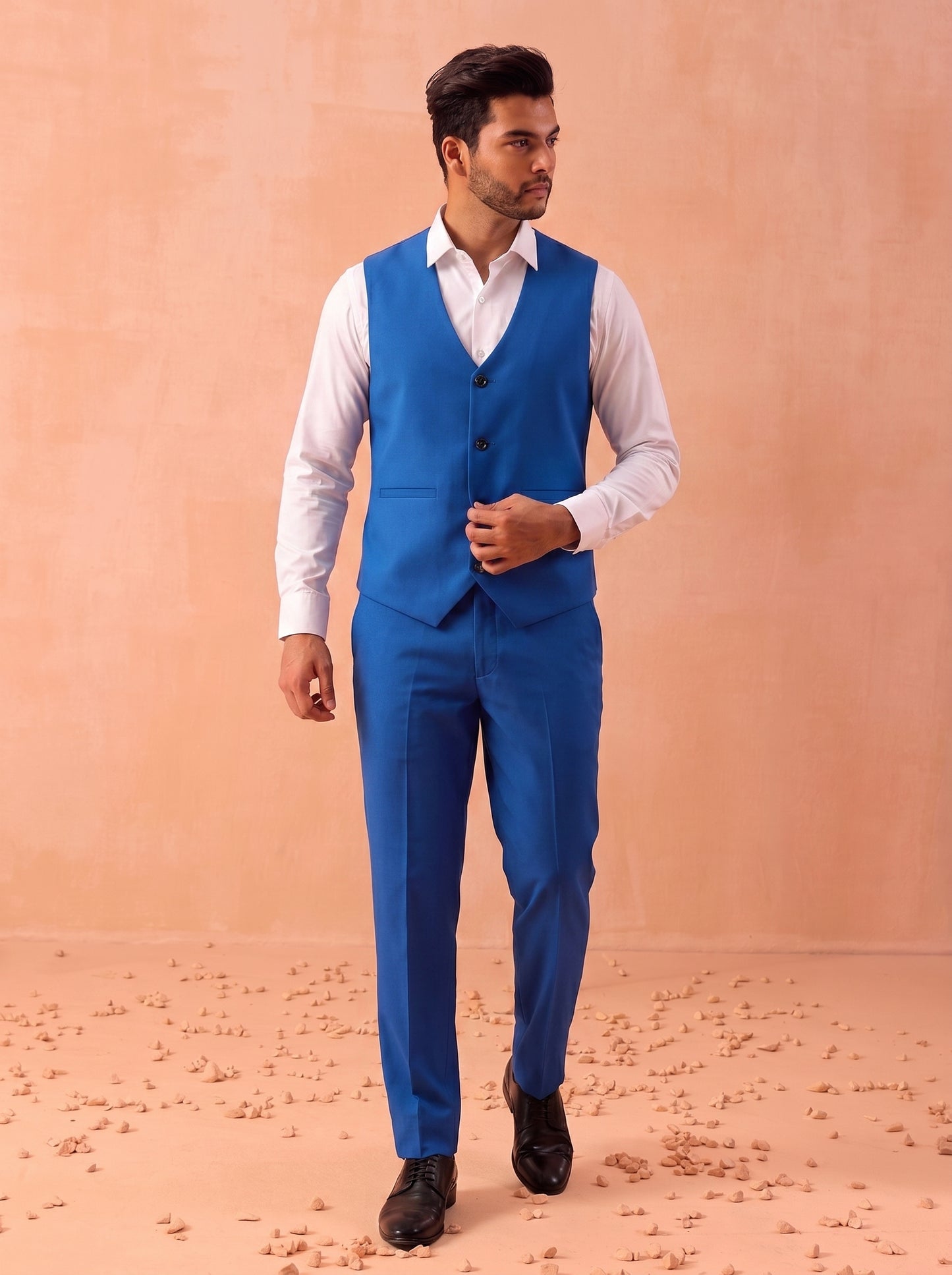 club AK Men's Luxury Royal Blue Blazer Suit Set with Waistcoat and Trousers | Club AK