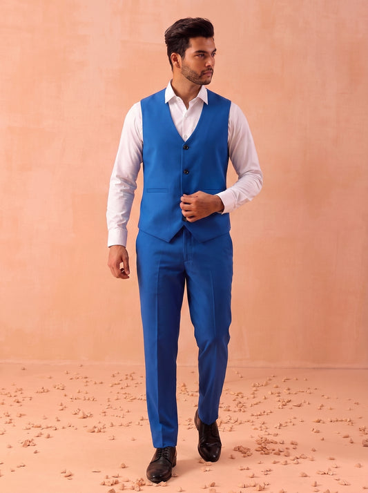 club AK Men's Luxury Royal Blue Blazer Suit Set with Waistcoat and Trousers | Club AK