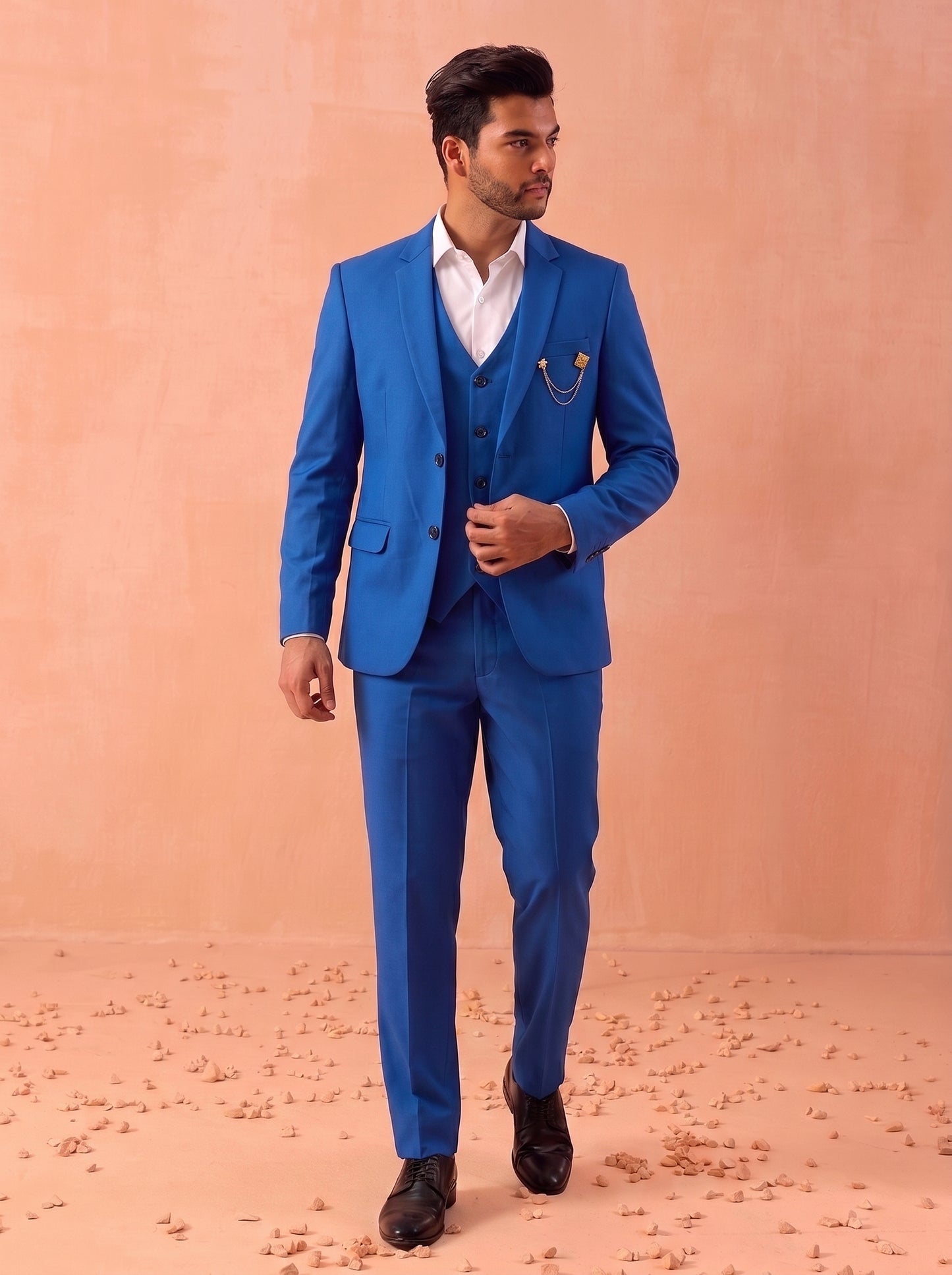 club AK Men's Luxury Royal Blue Blazer Suit Set with Waistcoat and Trousers | Club AK