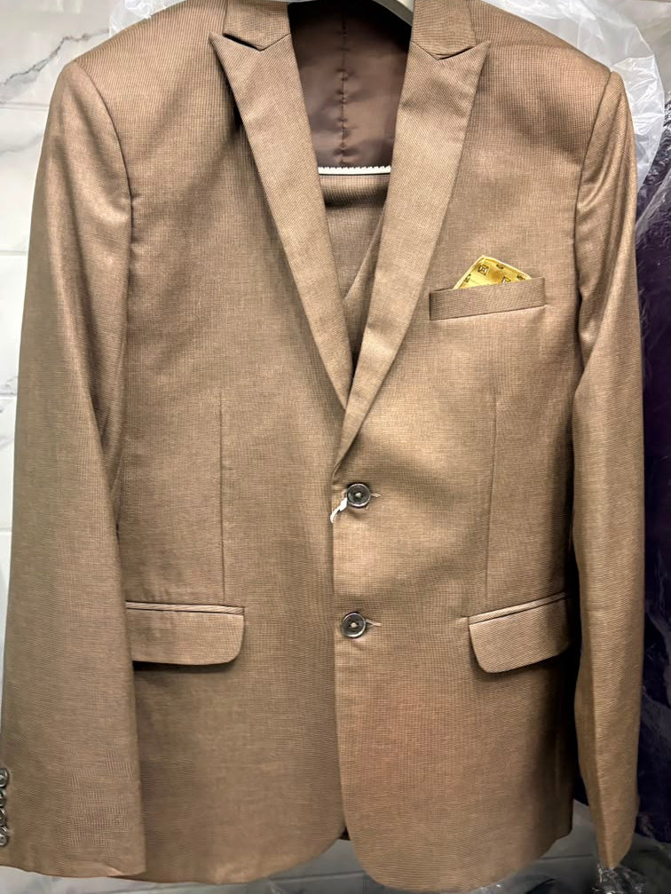 Club AK Men's Premium Beige 3 Piece Suit for Men