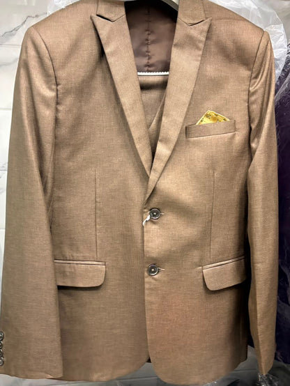 Club AK Men's Premium Beige 3 Piece Suit for Men