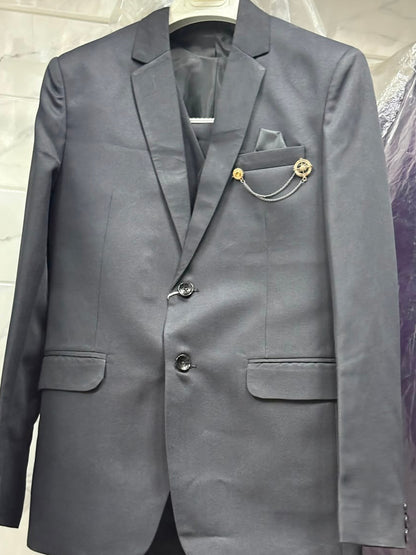 Club AK Men's Premium Dark Grey 3 Piece Suit for Men