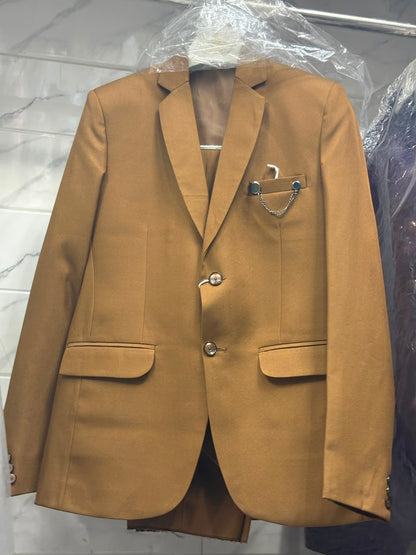 Club AK Men's Premium Camel Brown 3 Piece Suit for Men
