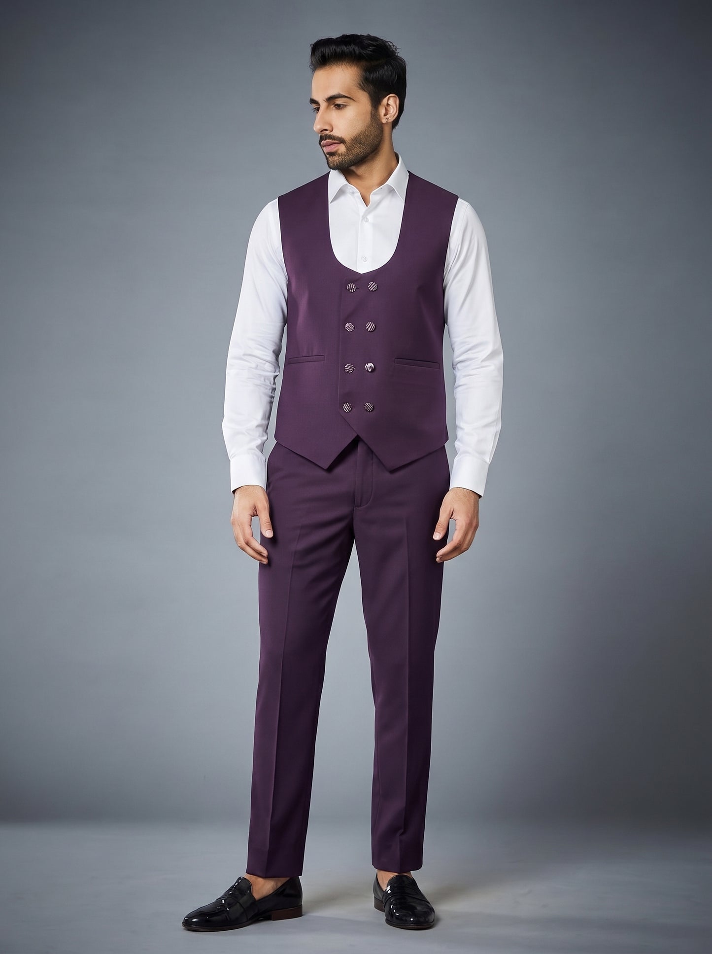 Club AK Men's Premium Purple 3 Piece Suit | Luxury Wedding & Reception Wear