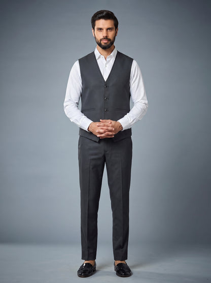 Club AK Men's Luxury Black Three Piece Tuxedo Suit with Embellished Shoulder Design