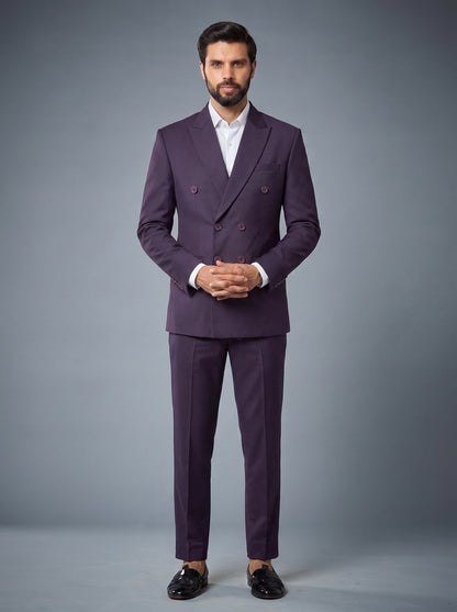 Club AK Men's Premium Purple Double Breasted 2 Piece Suit | Formal Wedding & Party Wear