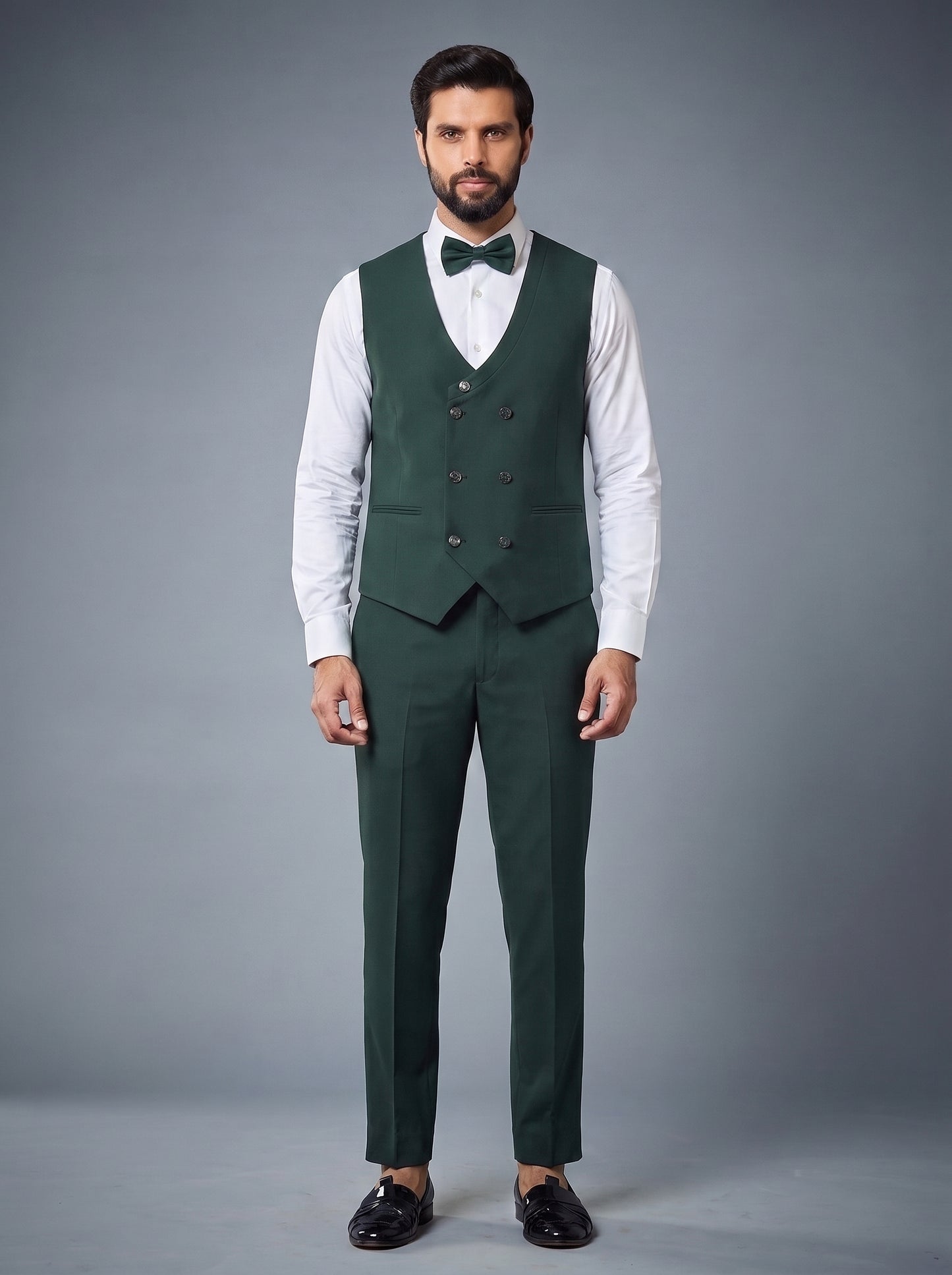 Club AK Men's Formal Green Blazer Suit with Bow Tie and Premium Tailored Fit