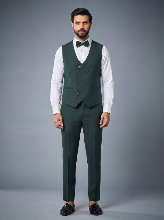 Club AK Men's Formal Green Blazer Suit with Bow Tie and Premium Tailored Fit