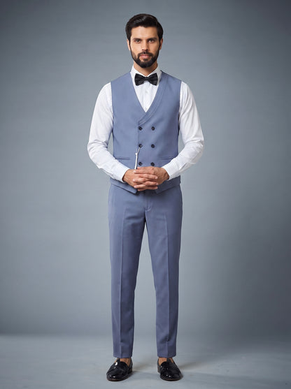 Club AK Men's Luxury Sky Blue Tuxedo Suit with Designer Embroidery and Satin Lapel