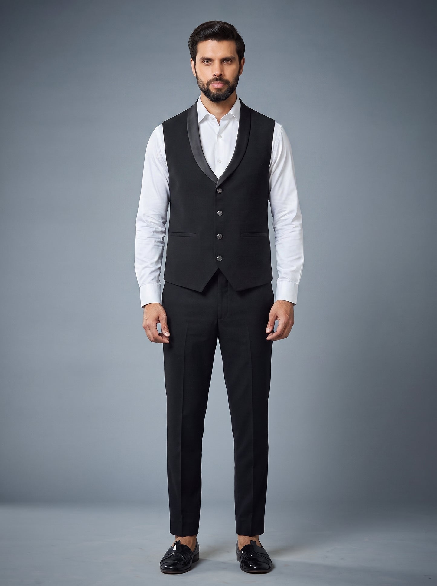 Club AK Men's Royal Black Formal Suit for Wedding, Reception and Cocktail Party