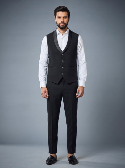 Club AK Men's Royal Black Formal Suit for Wedding, Reception and Cocktail Party