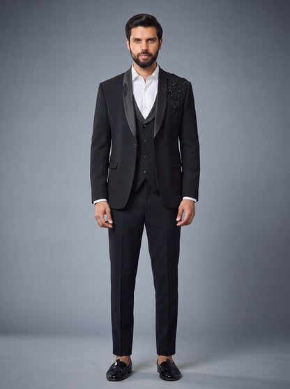 CLUB AK Men's Premium  Embroidered Three-Piece Suit for Men | Designer Wedding & Reception Wear