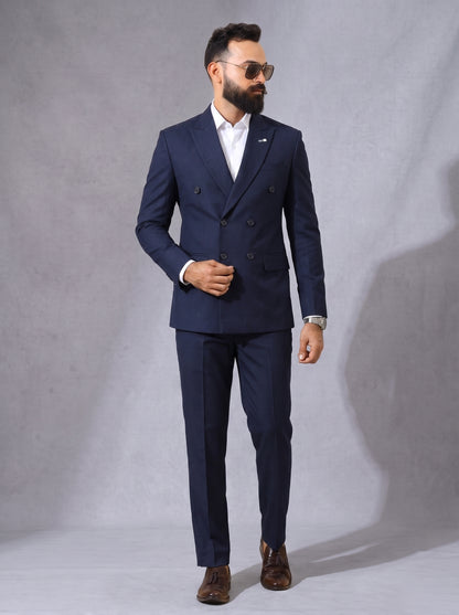 Club AK Men's Stylish Wedding & Business Wear Double Breasted Suit in Navy Blue