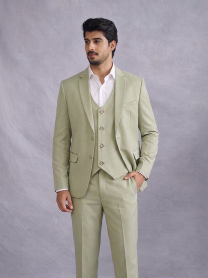 Club Ak Men’s Elegant Pistachio Green 3-Piece Suit for Wedding & Reception