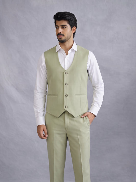 Club Ak Men’s Elegant Pistachio Green 3-Piece Suit for Wedding & Reception