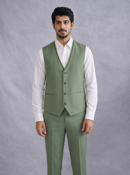 Club AK Luxury Three Piece Suit Set in Sage Green for Men