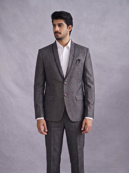 Club AK Men's Premium Charcoal Grey Formal Suit Set for Wedding, Reception & Party Wear