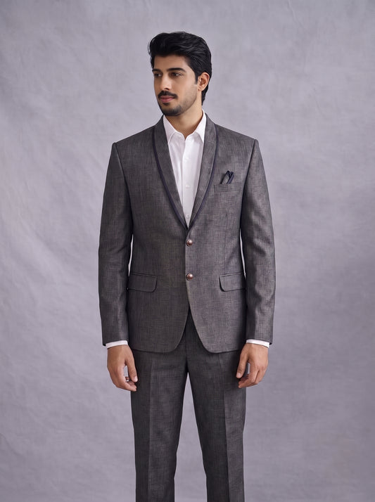 Club AK Men's Premium Charcoal Grey Formal Suit Set for Wedding, Reception & Party Wear
