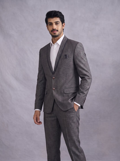 Club AK Men's Premium Charcoal Grey Formal Suit Set for Wedding, Reception & Party Wear