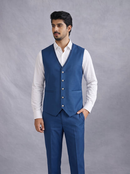 Club AK Men's Premium Royal Blue Three Piece Suit for Wedding, Reception & Party Wear