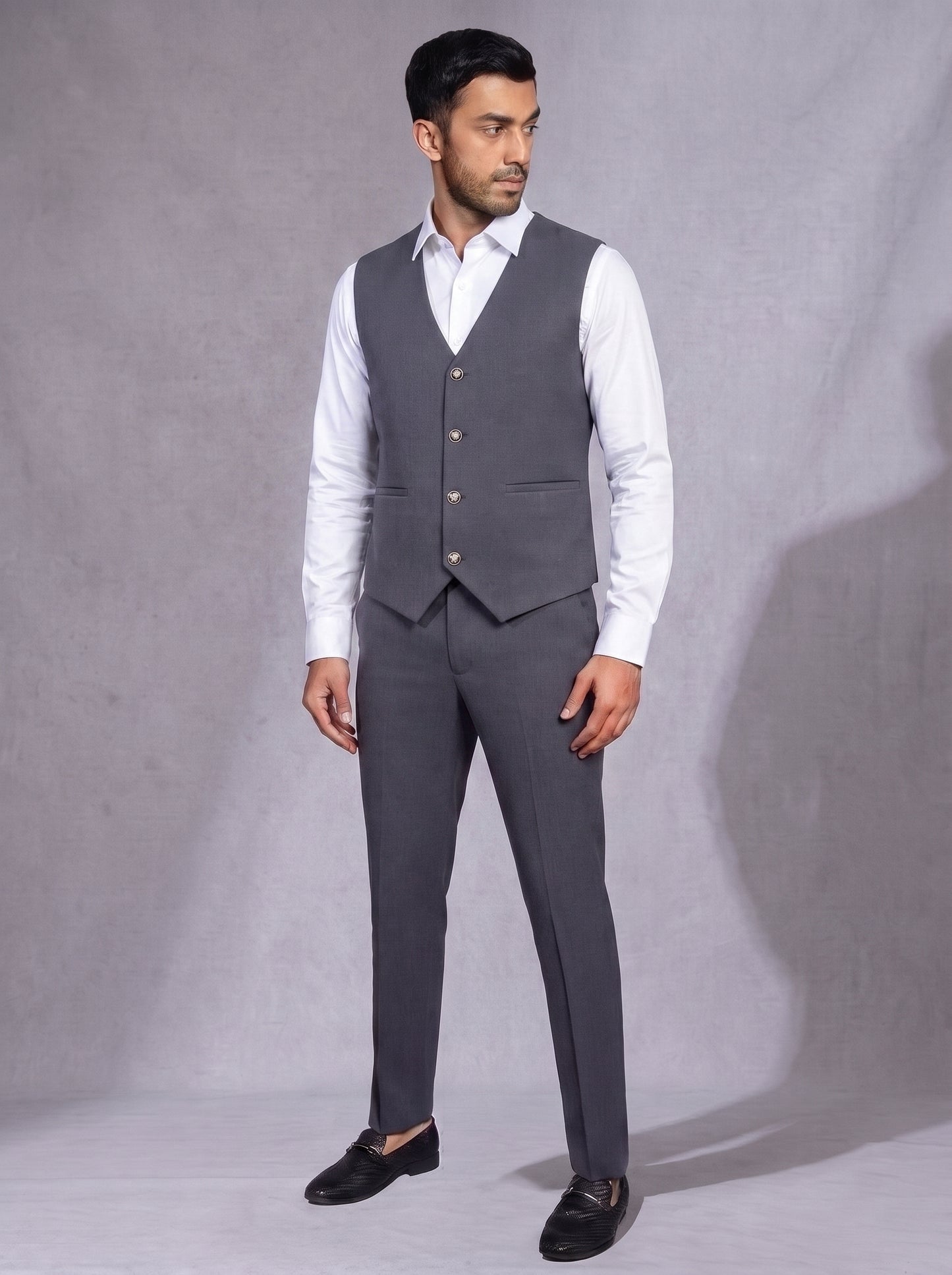 Club AK Premium Grey Checked Wedding Suit for Men