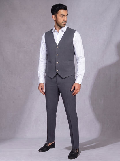 Club AK Premium Grey Checked Wedding Suit for Men