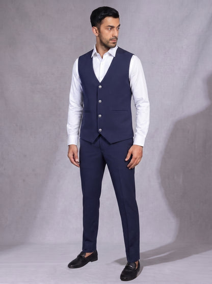 Club AK Men’s Premium Navy Blue Three Piece Suit for Wedding & Reception