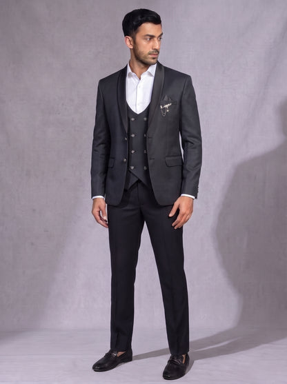 CLUB AK Designer Black Three-Piece Suit for Men | Stylish Party Wear
