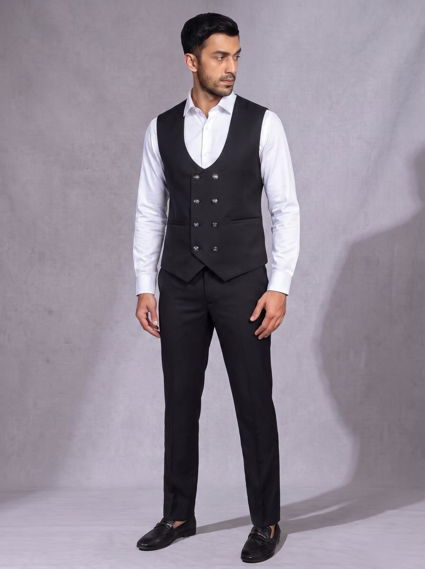 CLUB AK Designer Black Three-Piece Suit for Men | Stylish Party Wear