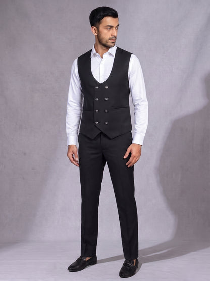 CLUB AK Designer Black Three-Piece Suit for Men | Stylish Party Wear