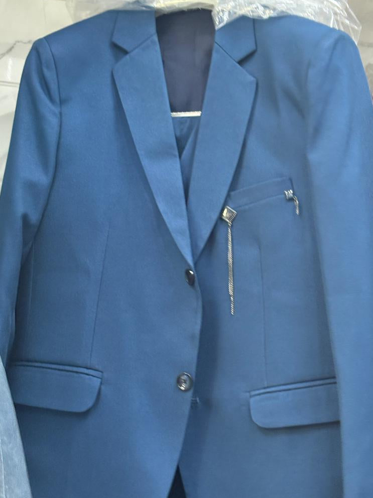 Club AK Men's Premium Steel Blue 3 Piece Suit for Men