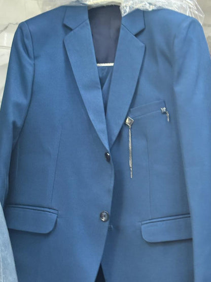 Club AK Men's Premium Steel Blue 3 Piece Suit for Men