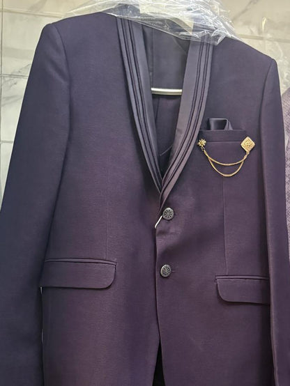 Club AK Men's Premium Deep Wine Purple 3 Piece Suit for Men