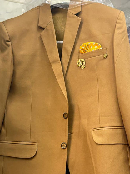 Club AK Men's Premium Mustard Gold 3 Piece Suit for Men