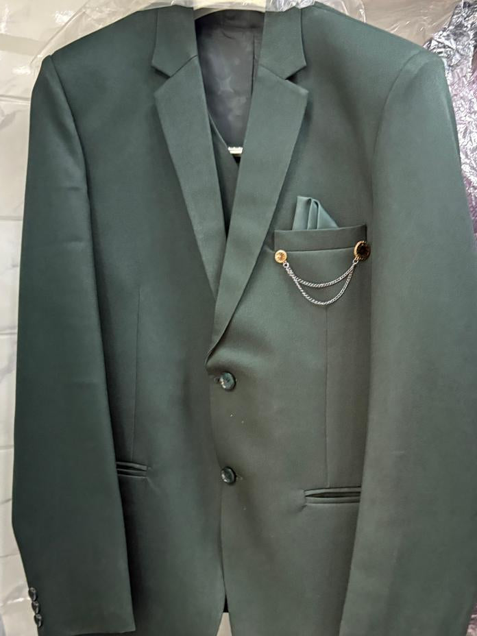 Club AK Men's Premium Dark Green 3 Piece Suit for Men