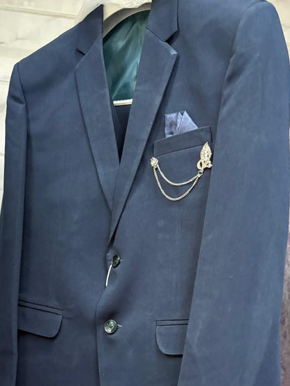 Club AK Men's Navy Blue 3 Piece Suit Set