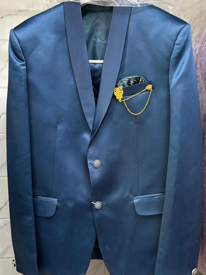 Club AK Men's Steel Blue Premium 3 Piece Suit Set