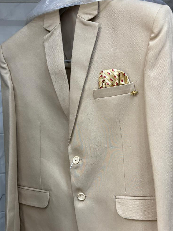 Club AK Men's Beige 3 Piece Suit Set