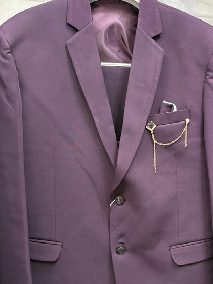 Club AK Men's Wine Purple Premium 3 Piece Suit Set