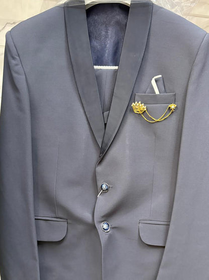Club AK Men's Steel Grey Tuxedo 3 Piece Suit Set