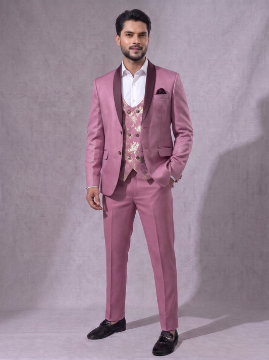 Club AK Men's Premium Pink Three Piece Suit