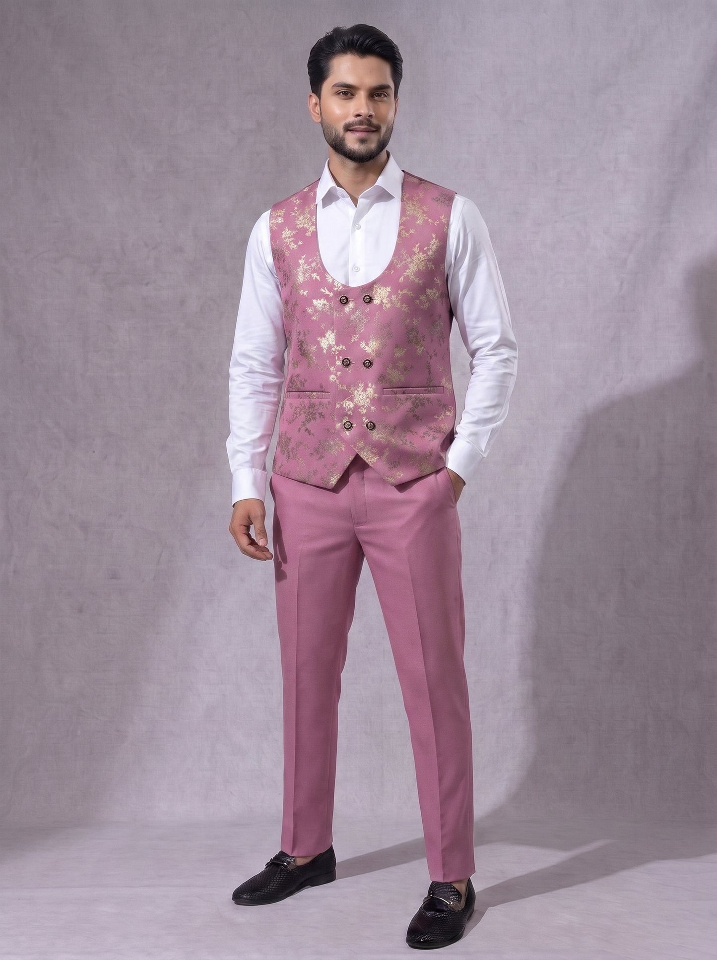 Club AK Men's Premium Pink Three Piece Suit