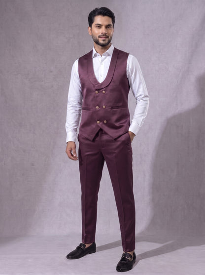 Club AK Men's Premium Chocolate Brown Three Piece Suit