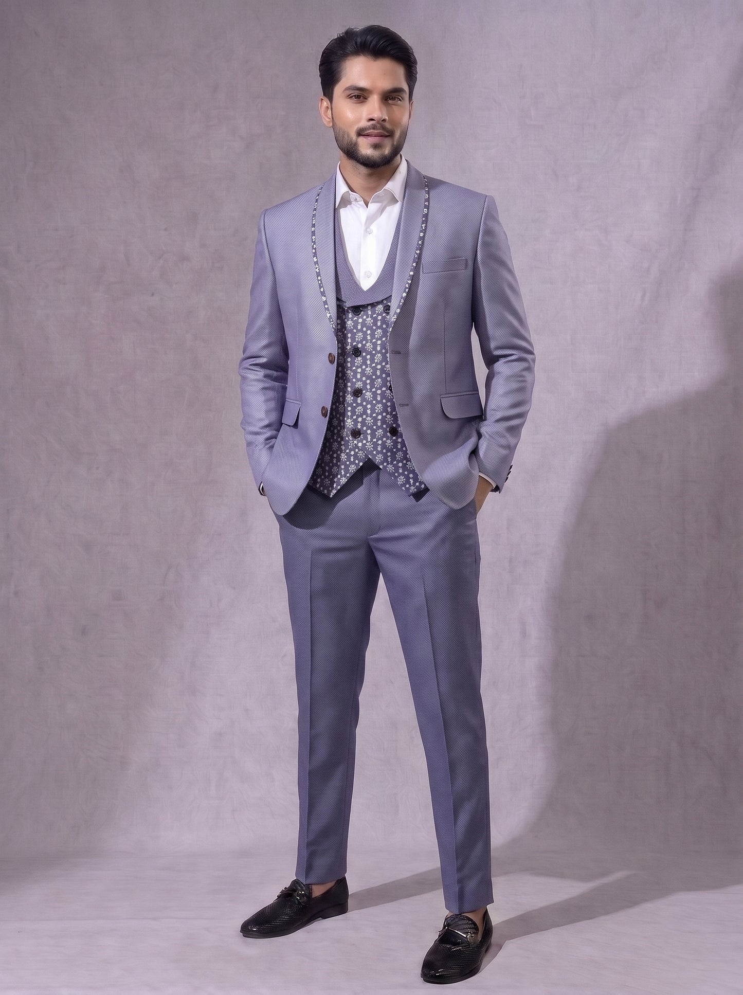 Club AK Men's Lavender Three Piece Suit Set