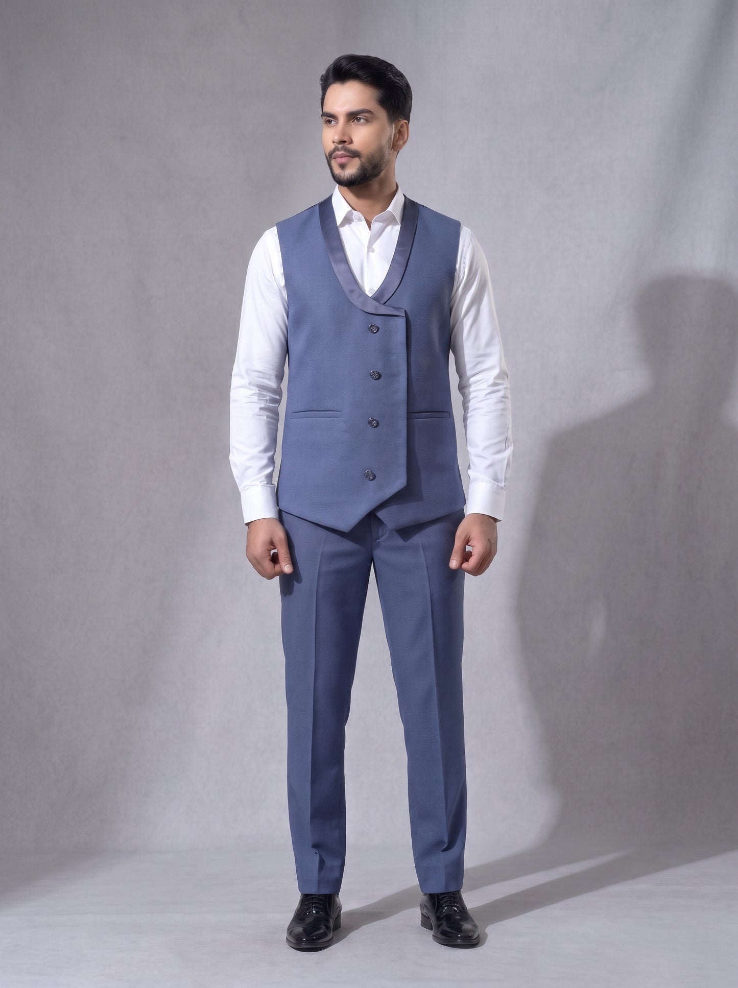 Club AK Men's Luxury Steel Blue Three Piece Suit | Wedding, Reception & Cocktail Wear
