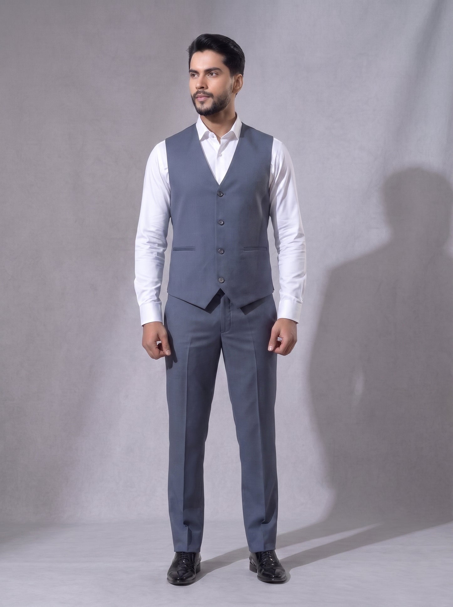 Club AK Men's Premium Steel Blue 3 Piece Formal Suit | Luxury Wedding, Reception & Party Wear