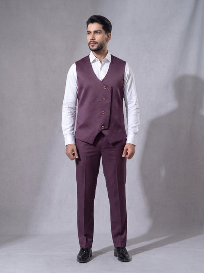 Club AK Men's Premium Wine 3 Piece Tuxedo Suit | Luxury Wedding, Reception & Party Wear