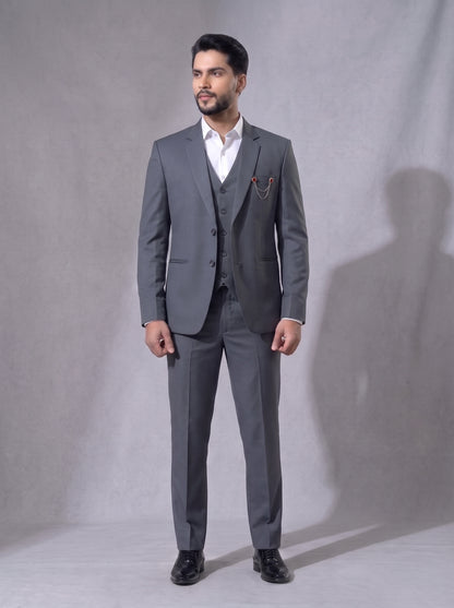 Club AK Men's Premium Charcoal Grey 3 Piece Formal Suit | Luxury Wedding, Reception & Party Wear