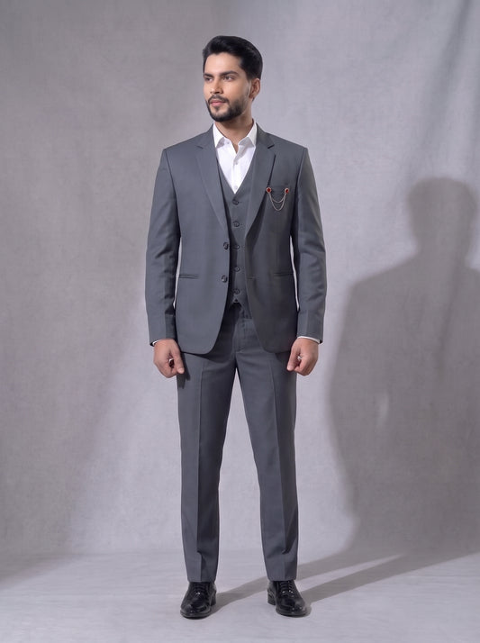 Club AK Men's Premium Charcoal Grey 3 Piece Formal Suit | Luxury Wedding, Reception & Party Wear